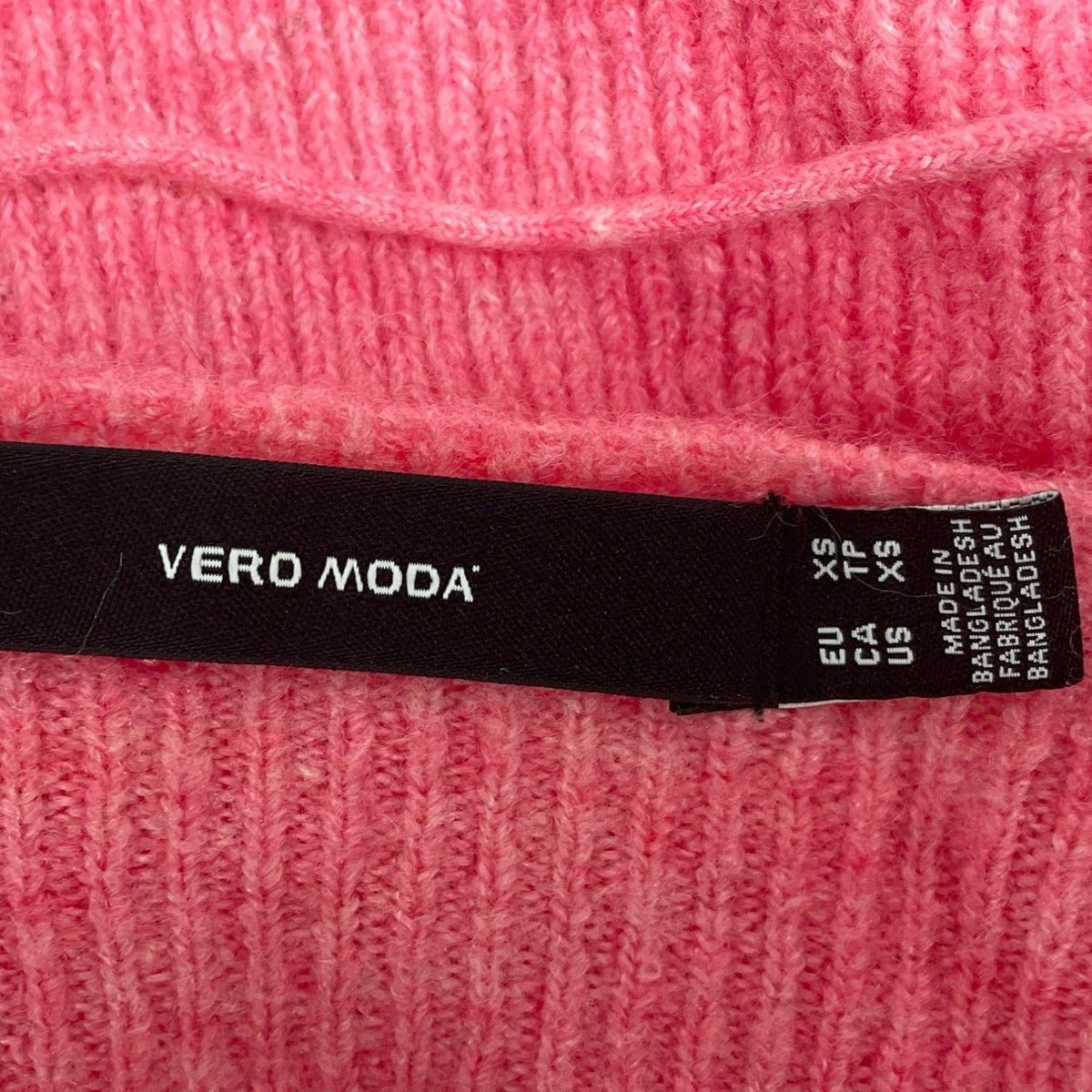 Vero Moda Pink Ribbed Knit Long Sleeve V-Neck Sweater Size XS