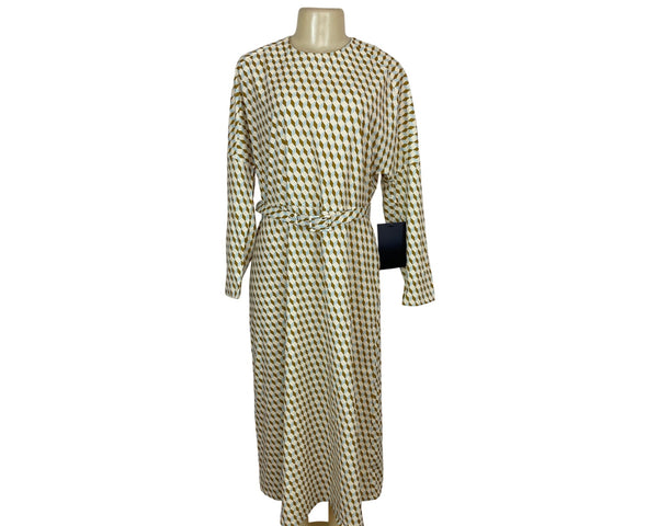 Tuckernuck Geometric Pattern Long Sleeve Midi Dress With Belt Womens Size XL New