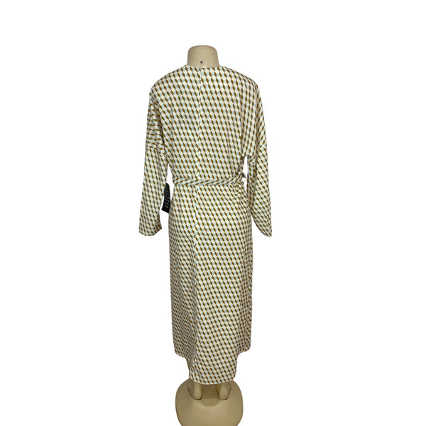 Tuckernuck Geometric Pattern Long Sleeve Midi Dress With Belt Womens Size XL New
