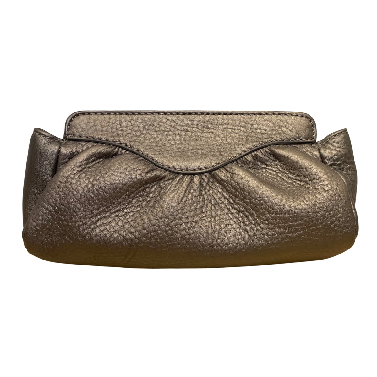 Cole Haan Women’s Metallic Gray Textured Leather Clutch Evening Bag