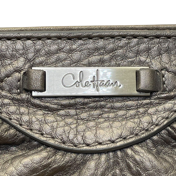 Cole Haan Women’s Metallic Gray Textured Leather Clutch Evening Bag