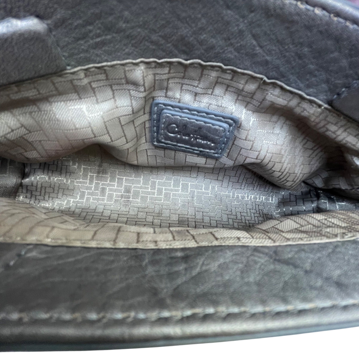 Cole Haan Women’s Metallic Gray Textured Leather Clutch Evening Bag
