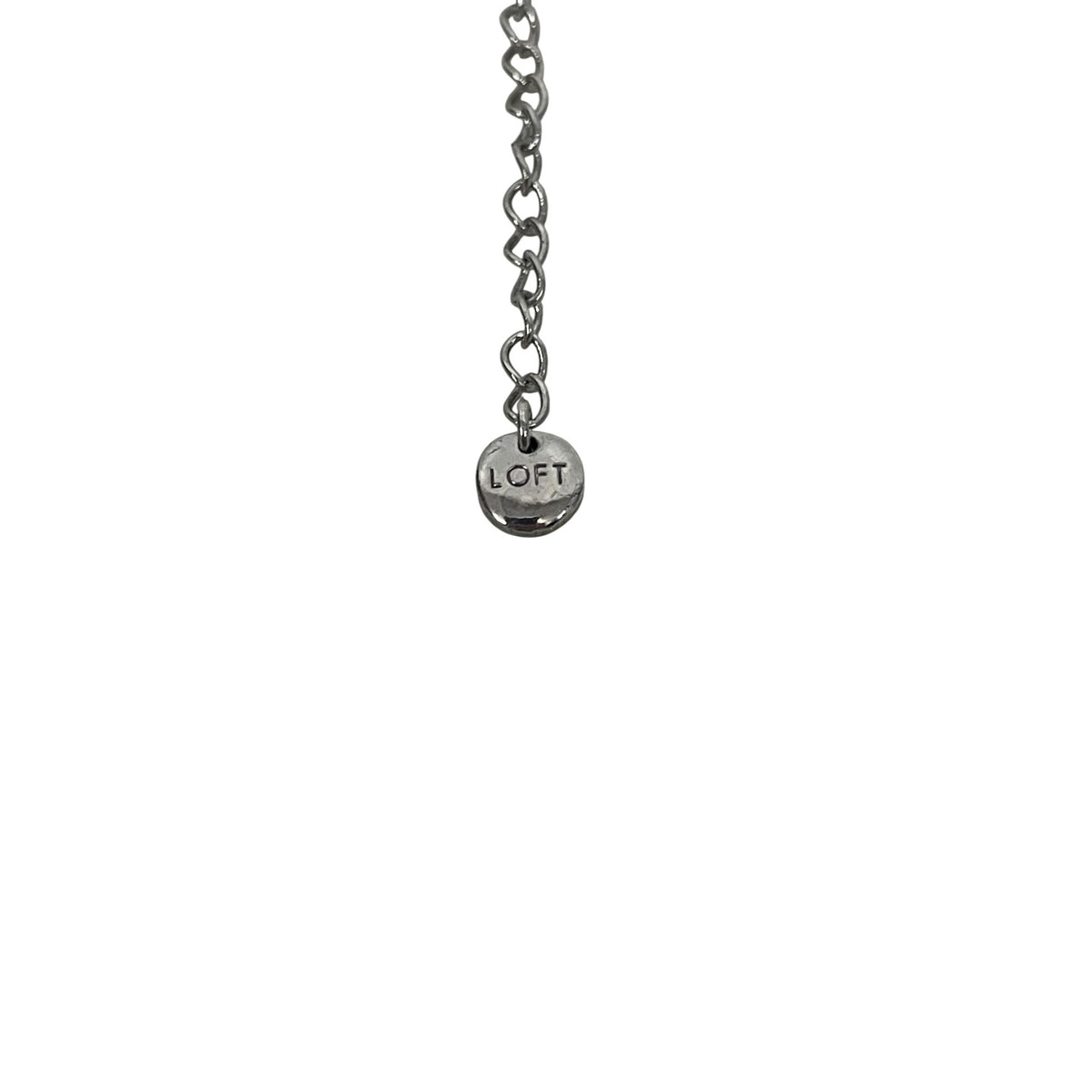 Ann Taylor Loft Womens Silver-Tone Chain Necklace With Purple & Clear Beads Adjustable