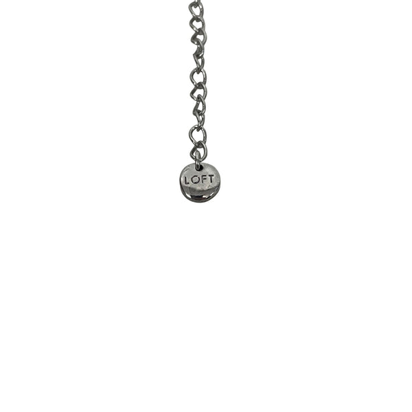 Ann Taylor Loft Womens Silver-Tone Chain Necklace With Purple & Clear Beads Adjustable