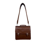 Mcklein Brown Leather Adjustable Strap & Push Lock Closures Messenger Bag Sz L