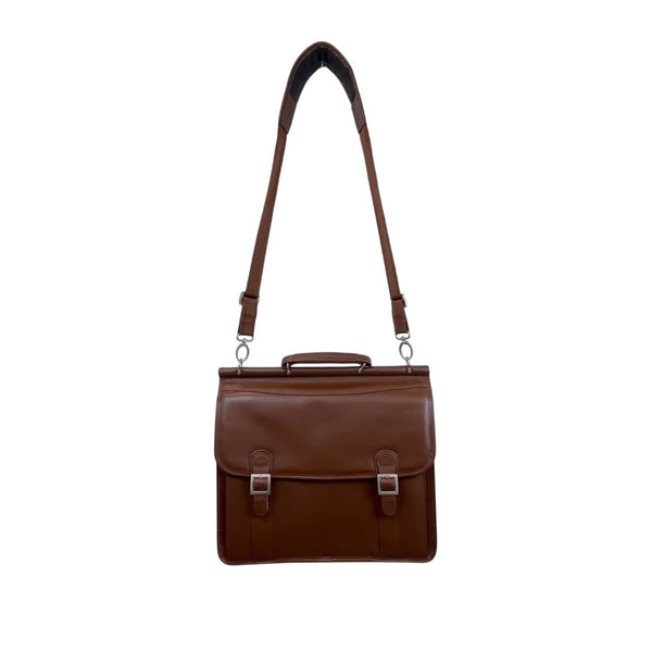 Mcklein Brown Leather Adjustable Strap & Push Lock Closures Messenger Bag Sz L