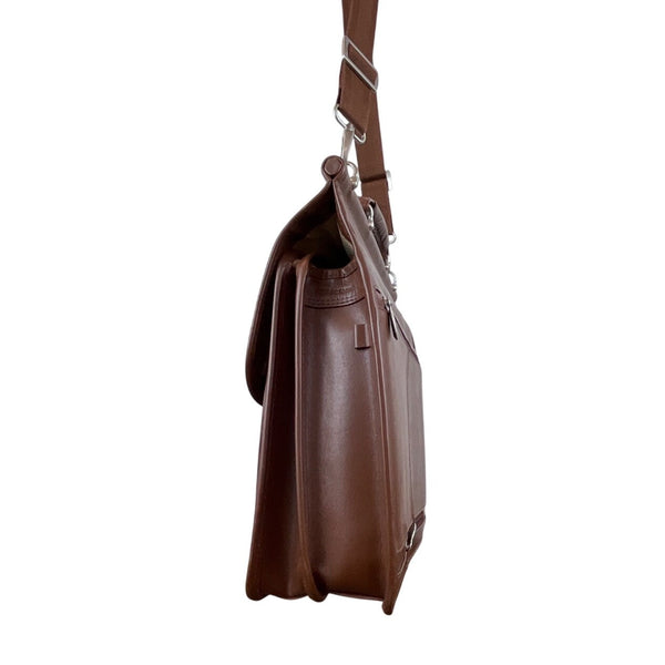Mcklein Brown Leather Adjustable Strap & Push Lock Closures Messenger Bag Sz L