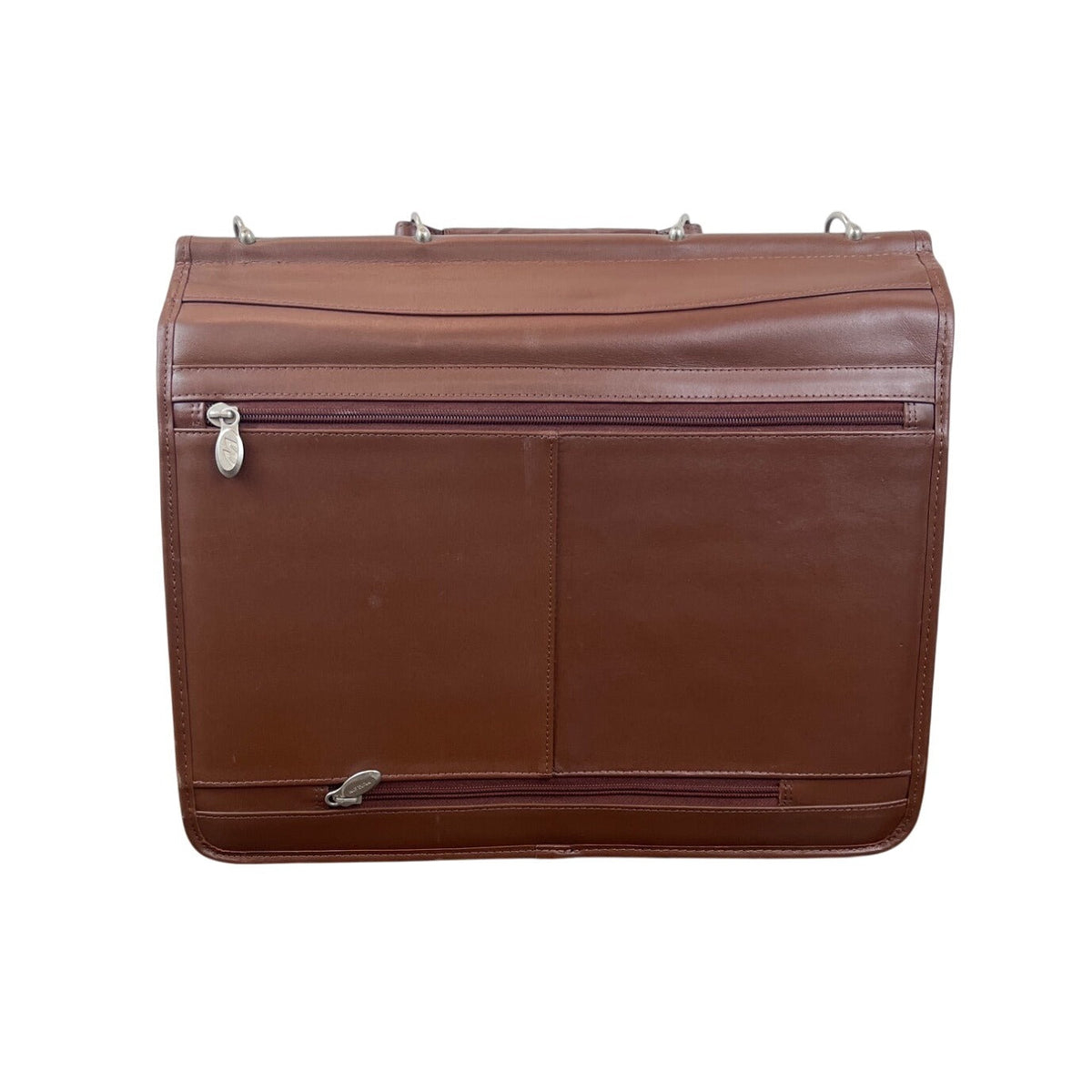 Mcklein Brown Leather Adjustable Strap & Push Lock Closures Messenger Bag Sz L