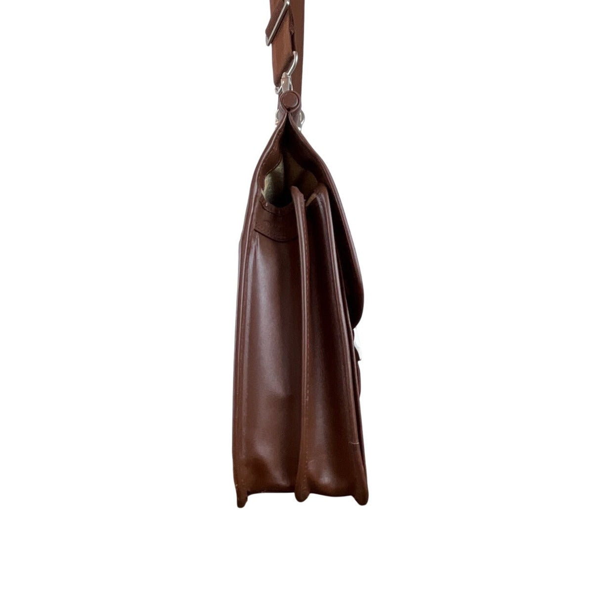 Mcklein Brown Leather Adjustable Strap & Push Lock Closures Messenger Bag Sz L