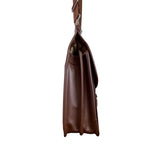 Mcklein Brown Leather Adjustable Strap & Push Lock Closures Messenger Bag Sz L