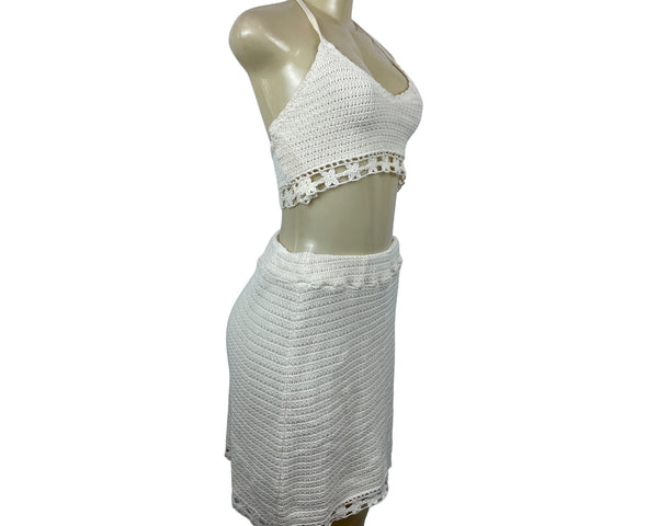 American Eagle Women's White Summer Shirt and Skirt Set