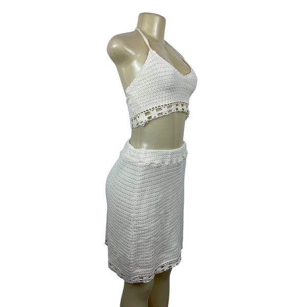 American Eagle Women's White Summer Shirt and Skirt Set