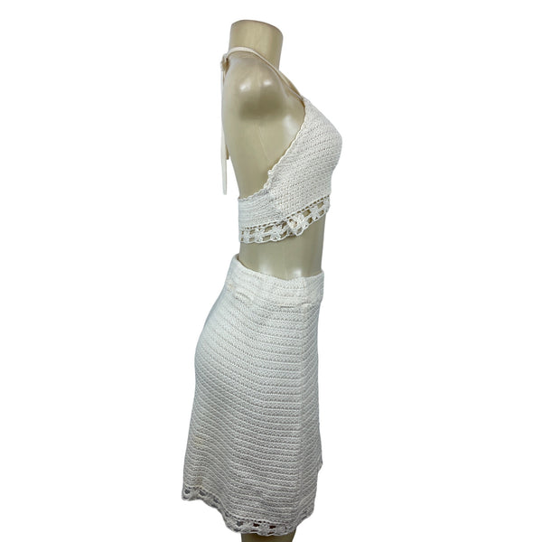 American Eagle Women's White Summer Shirt and Skirt Set