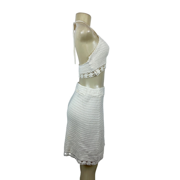 American Eagle Women's White Summer Shirt and Skirt Set