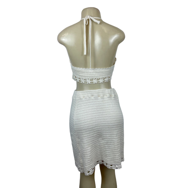 American Eagle Women's White Summer Shirt and Skirt Set