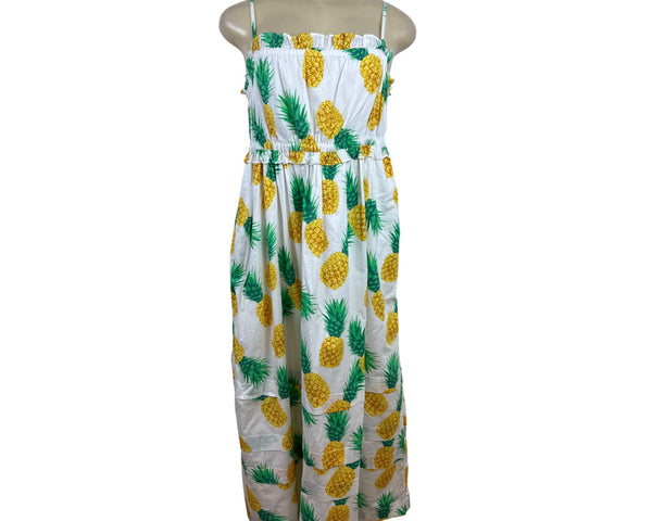 J.Crew Pineapple Print Sundress With Spaghetti Straps & Elastic Waist Size 4
