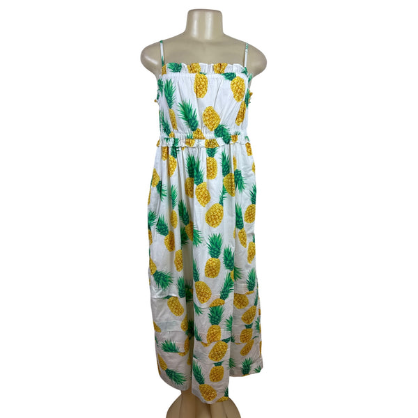 J.Crew Pineapple Print Sundress With Spaghetti Straps & Elastic Waist Size 4