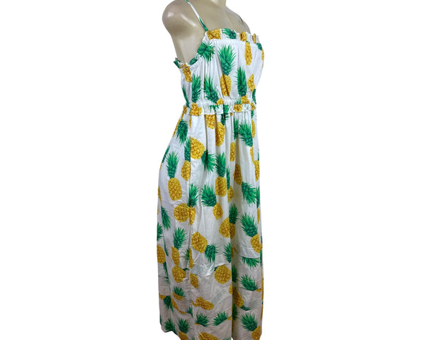 J.Crew Pineapple Print Sundress With Spaghetti Straps & Elastic Waist Size 4