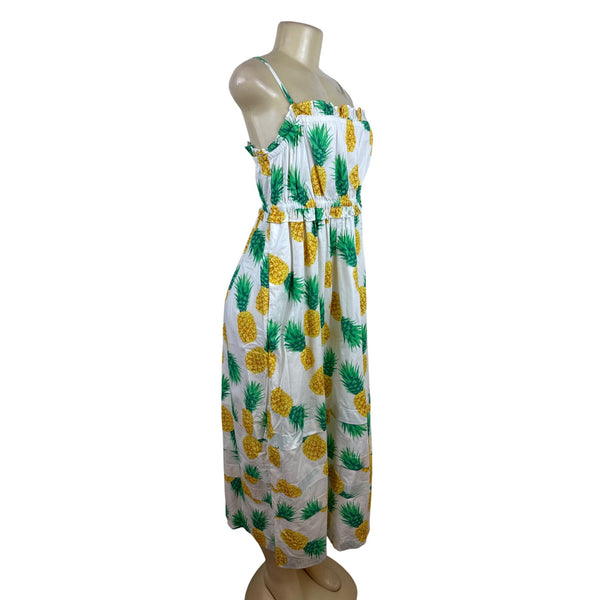J.Crew Pineapple Print Sundress With Spaghetti Straps & Elastic Waist Size 4
