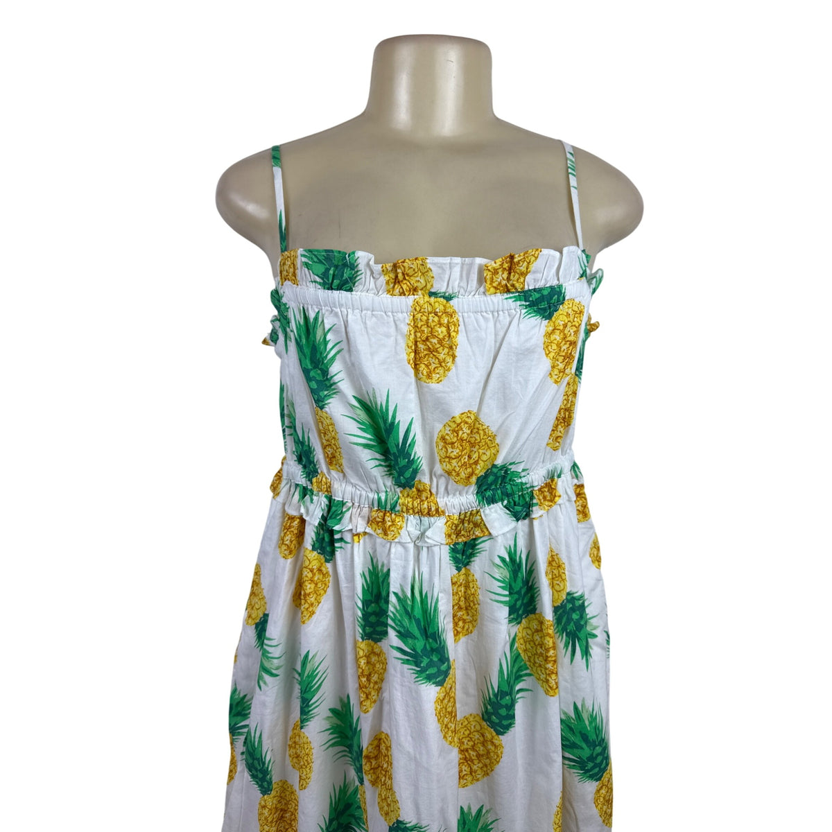J.Crew Pineapple Print Sundress With Spaghetti Straps & Elastic Waist Size 4
