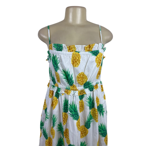 J.Crew Pineapple Print Sundress With Spaghetti Straps & Elastic Waist Size 4