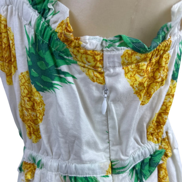 J.Crew Pineapple Print Sundress With Spaghetti Straps & Elastic Waist Size 4