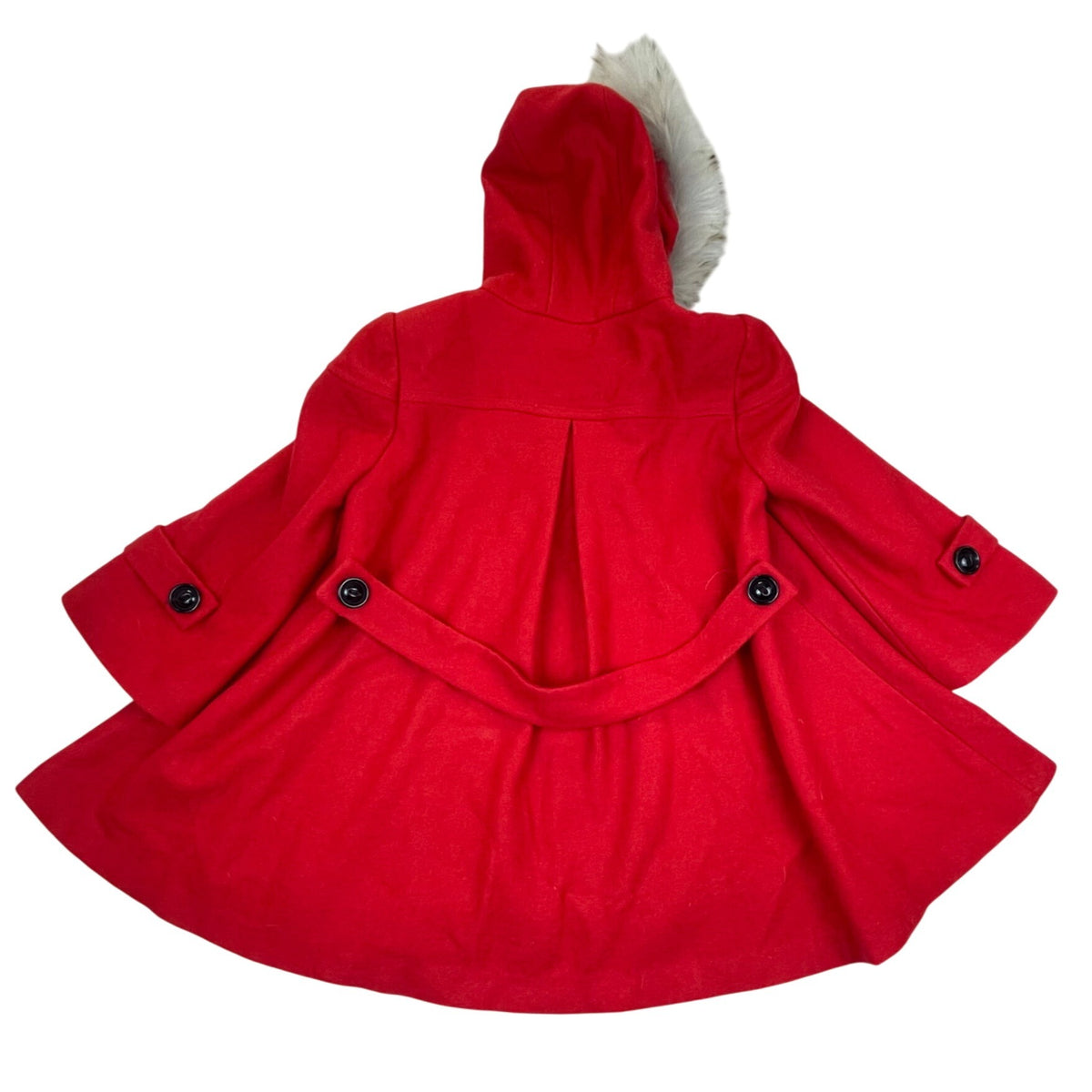 Fayuan Girl's Red Double Breasted Hooded Coat Real Fur Trim Jacket