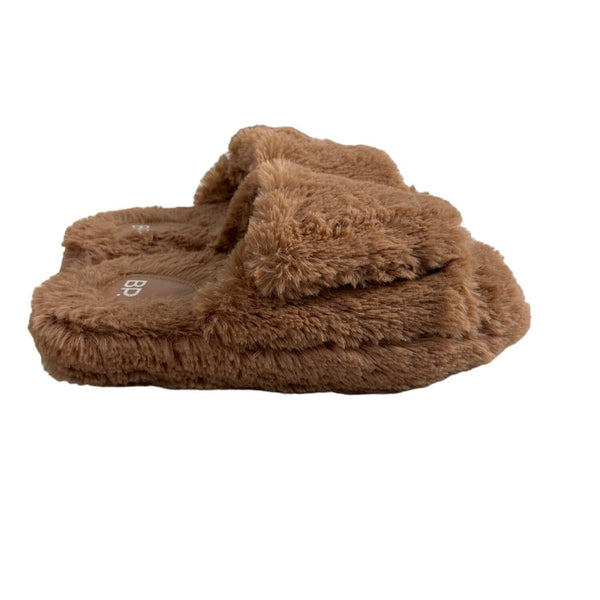 BP Women's Brown Faux Fur Slippers Sz 9-10 - NWOB