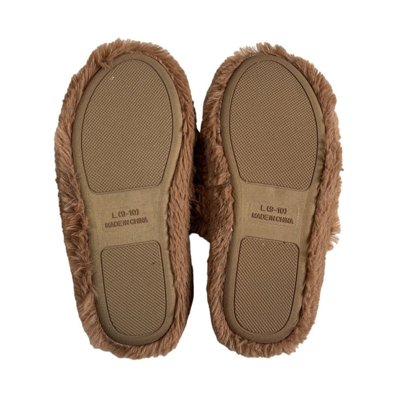 BP Women's Brown Faux Fur Slippers Sz 9-10 - NWOB