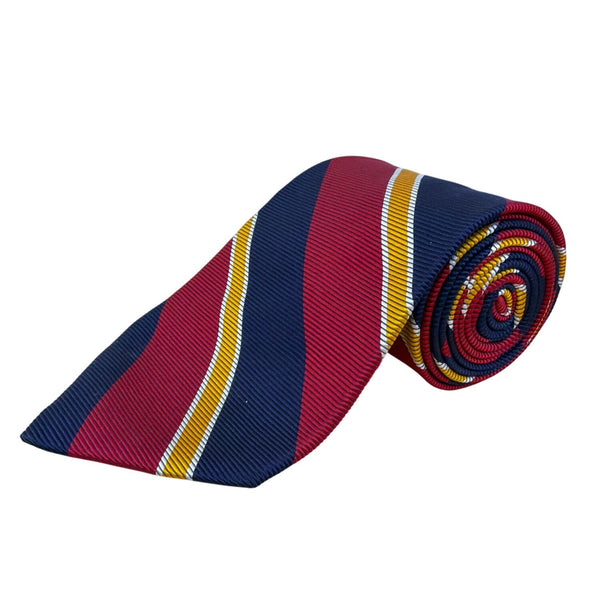 Vintage Brooks Brothers Red & Navy 100% Silk Striped Neck Tie Hand Made USA
