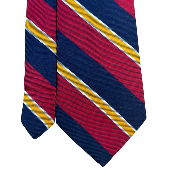 Vintage Brooks Brothers Red & Navy 100% Silk Striped Neck Tie Hand Made USA