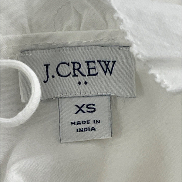 J.Crew Womens White Ruffled & Sleeveless Top With Back Tie Detail Sz XS