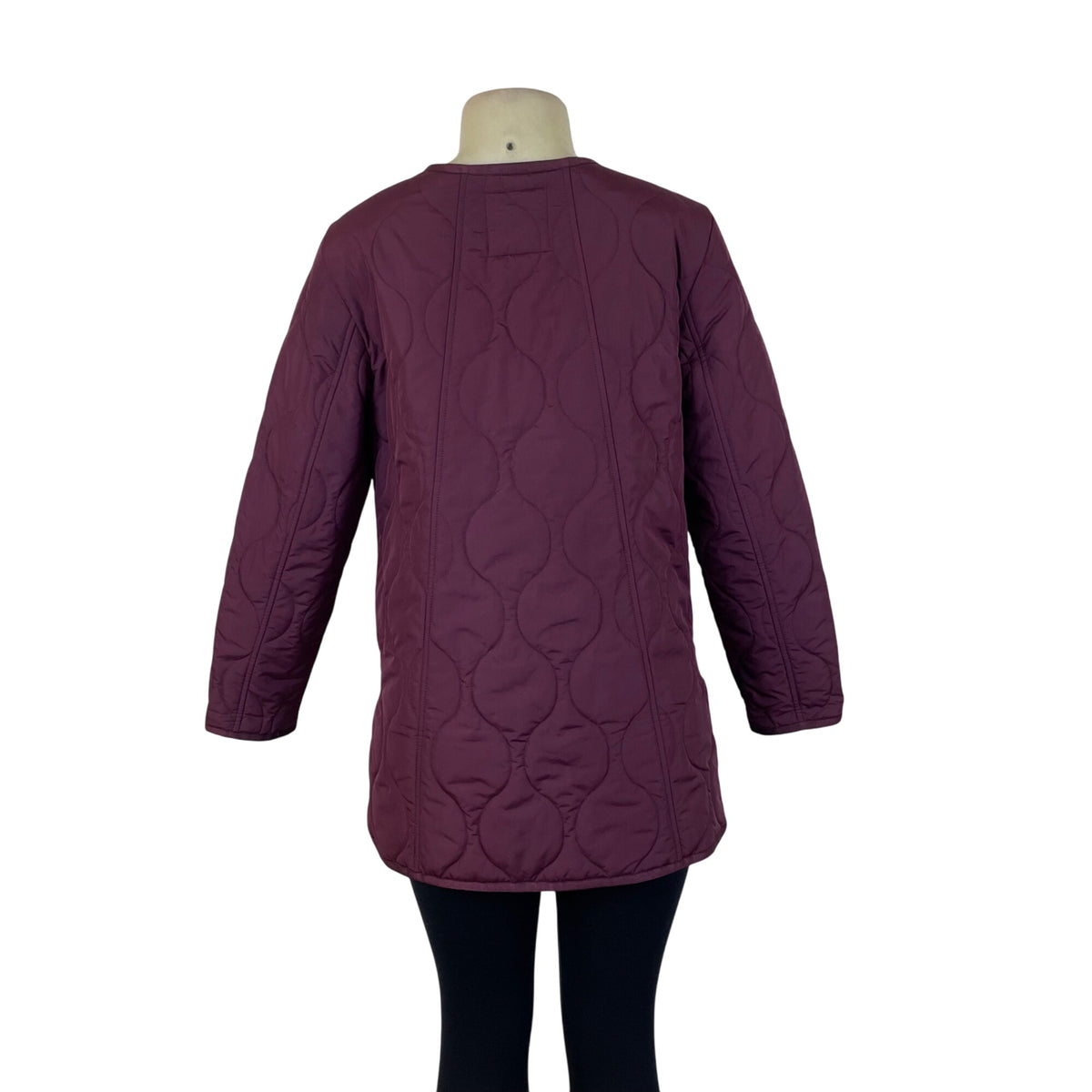 Talbots Womens Burgundy Quilted Jacket With Gold Snap Buttons Petite Size SP
