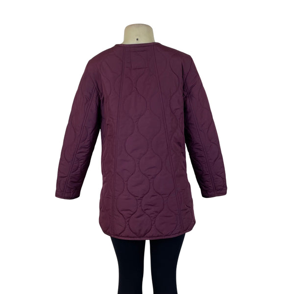 Talbots Womens Burgundy Quilted Jacket With Gold Snap Buttons Petite Size SP