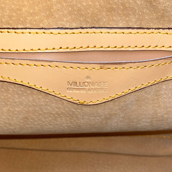 Millionaire Women’s Tan Antique Map Print Leather Via Vee World Satchel Bag