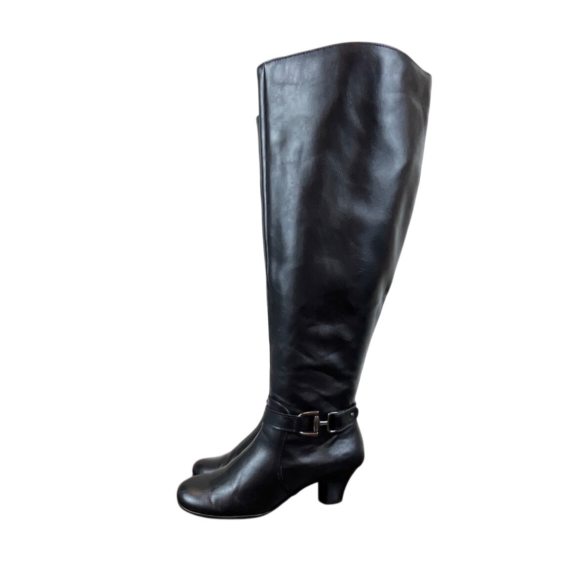 Aerosoles A2 Womens Black Knee-High Pariwinkle Heelrest Boots Size 6.5M