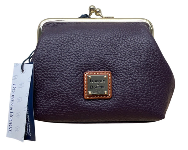 Dooney & Bourke Plum Wine Pebbled Leather Coin Purse - New