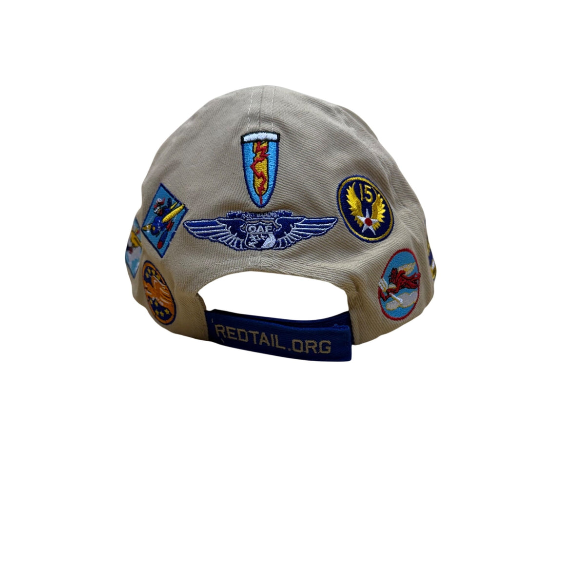 CAF Red Tail Squadron Unisex Tan & Blue Cotton Embroidered Baseball Cap Adjustable Fit