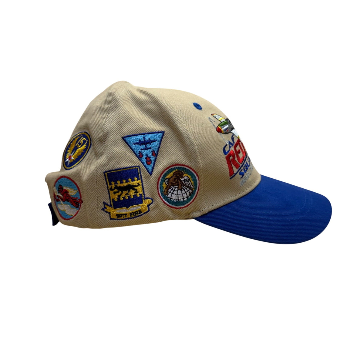 CAF Red Tail Squadron Unisex Tan & Blue Cotton Embroidered Baseball Cap Adjustable Fit