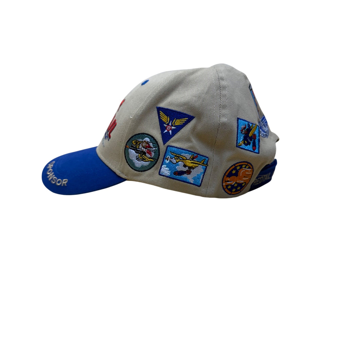 CAF Red Tail Squadron Unisex Tan & Blue Cotton Embroidered Baseball Cap Adjustable Fit