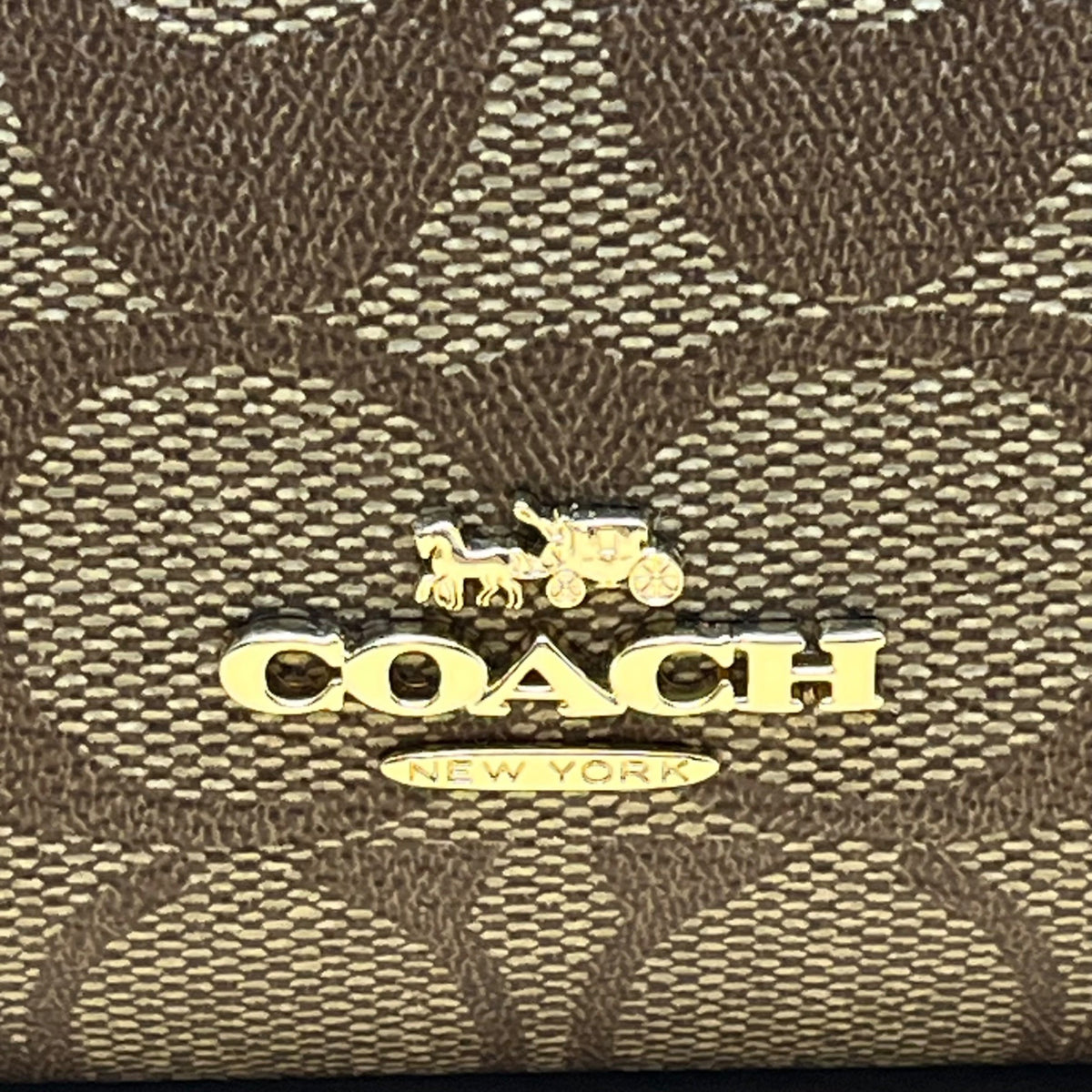 Coach Women’s Brown Signature Coated Canvas Double Zip Wristlet Clutch Size S
