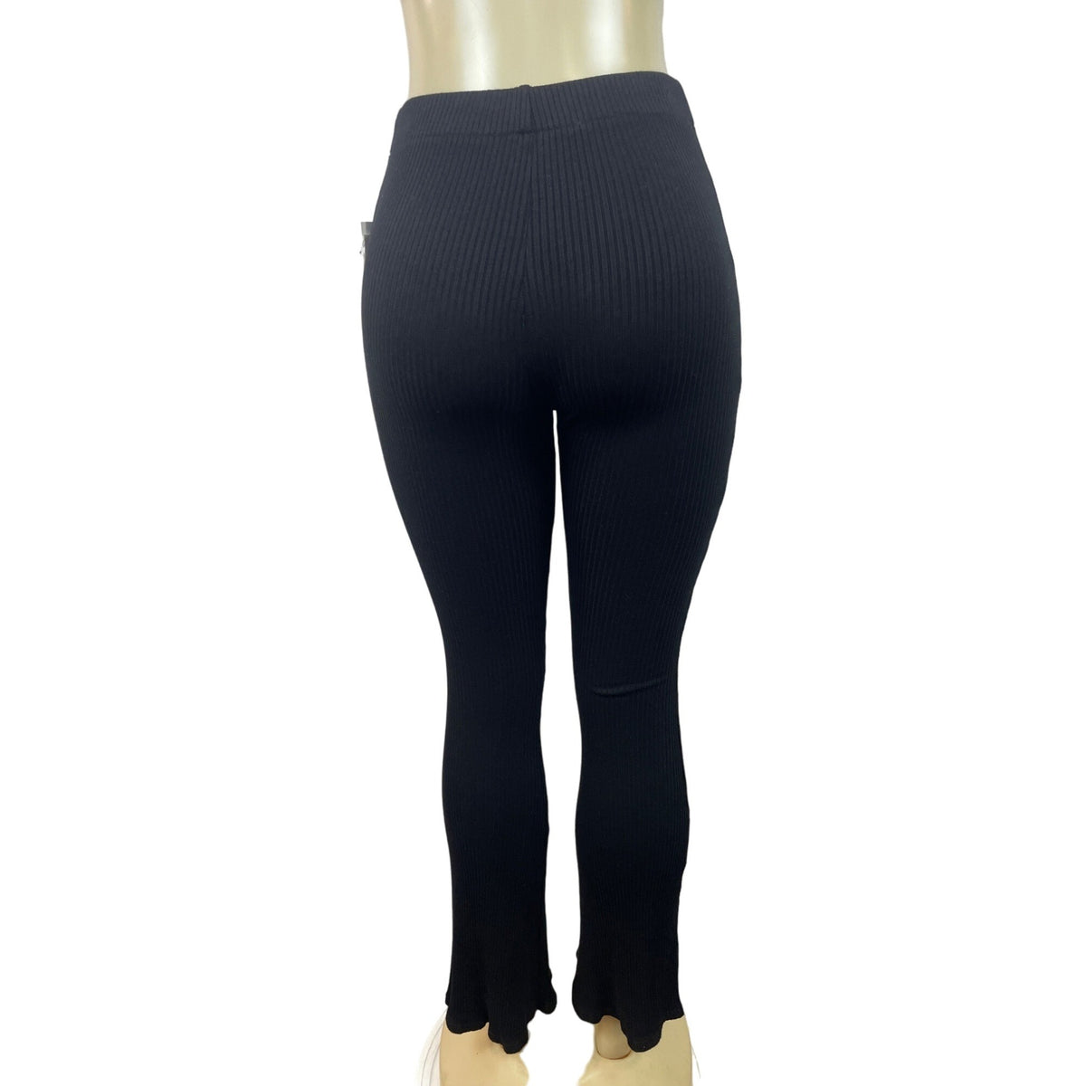 Ribbed Flared Black Knit Pants By Imo Mille New