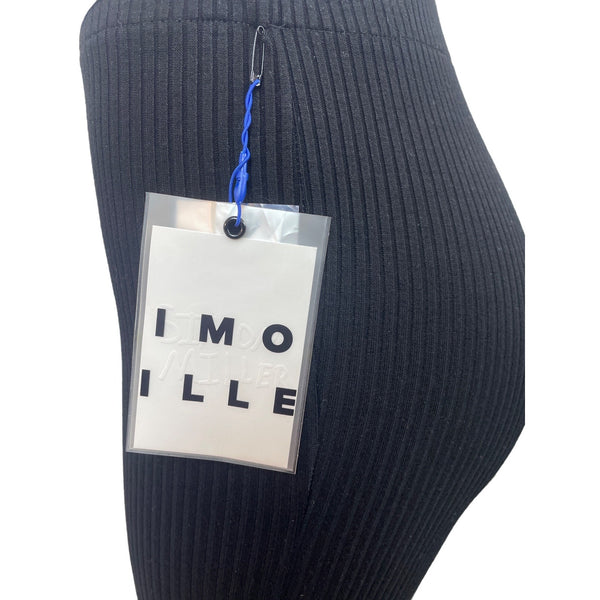 Ribbed Flared Black Knit Pants By Imo Mille New