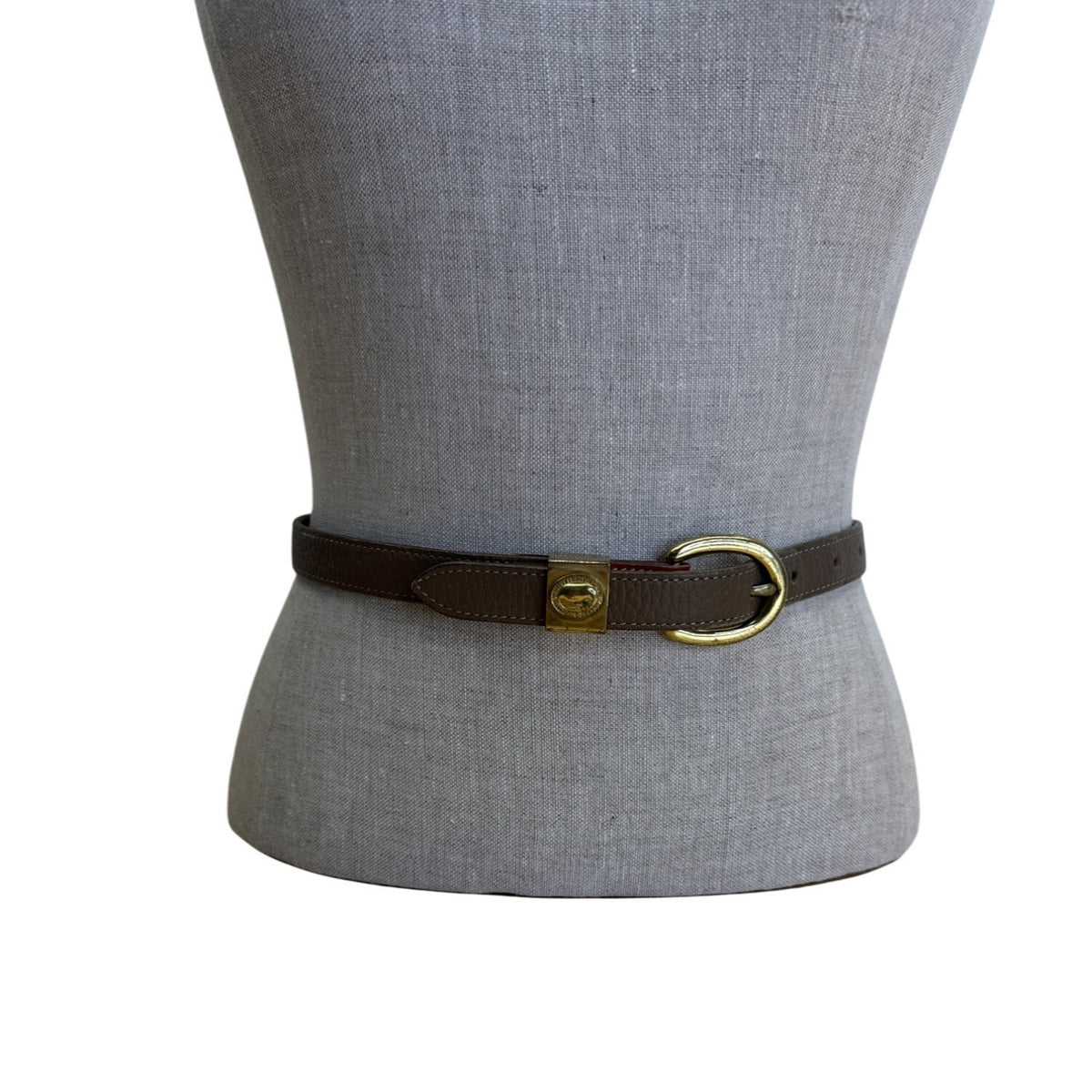 Dooney & Bourke Brown & Tan Leather Adjustable Belt With Gold Buckle S 26-28 USA