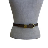 Dooney & Bourke Brown & Tan Leather Adjustable Belt With Gold Buckle S 26-28 USA