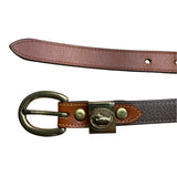 Dooney & Bourke Brown & Tan Leather Adjustable Belt With Gold Buckle S 26-28 USA