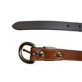 Dooney & Bourke Brown & Tan Leather Adjustable Belt With Gold Buckle S 26-28 USA