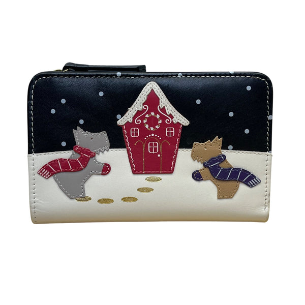 Radley London Women’s Black/White Leather Dog Scene Fold Wallet Size S