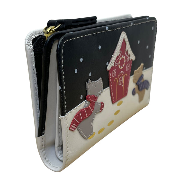Radley London Women’s Black/White Leather Dog Scene Fold Wallet Size S