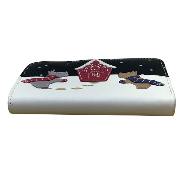 Radley London Women’s Black/White Leather Dog Scene Fold Wallet Size S